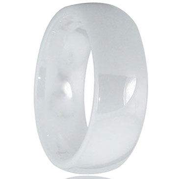 Dome White Ceramic Ring High Polish