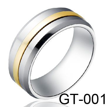 Gold Inlay Tungsten Ring GT-001