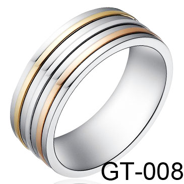Tri-tone Gold & Silver Inlay Tungsten Ring GT-008
