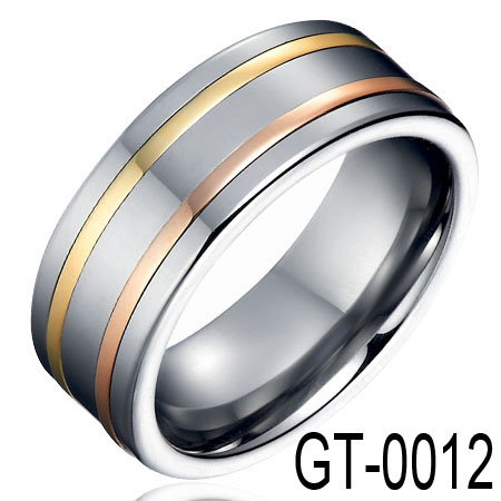 Gold Inlay Tungsten Wedding Ring GT-0012