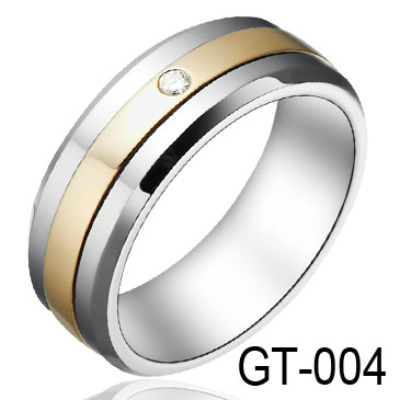 Solid 18K Gold Inlay Tungsten Ring GT-004