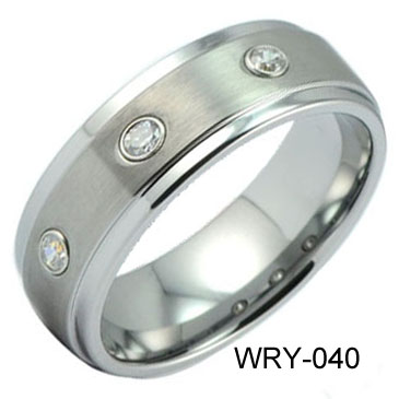 White tungsten CZ ring WRY-040
