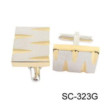 Gold Plated and Engraved  Cuff-links SC-323G