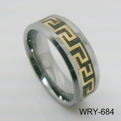 Black carbon fiber & Gold Tungsten Ring WRY-684