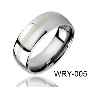 Domed and Brush Center Tungsten Ring WRY-005