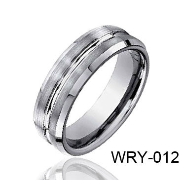 Brush&Beveled&Groove Tungsten Ring WRY-012