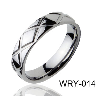 High Polish and Grooves Tungsten Ring WRY-014