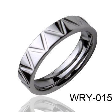 High Polish and Grooves Tungsten Ring WRY-015