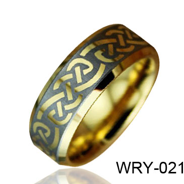Gold Plated and Laser Tungsten Ring WRY-021