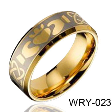 Gold Plated and Laser Tungsten Ring WRY-023