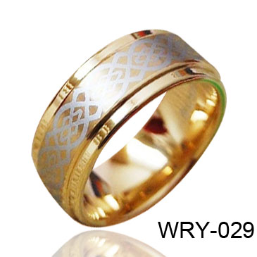 Gold Plated&Edges&Laser Tungsten Ring WRY-029