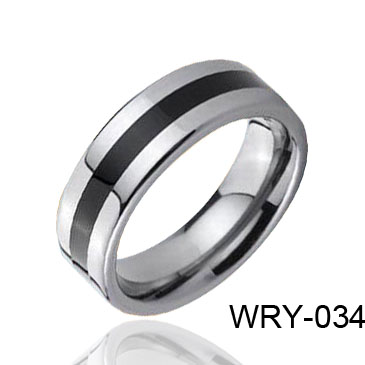 Flat and inlay Tungsten Ring WRY-034