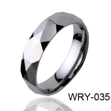 Facet and High Polish Tungdten Ring WRY-035