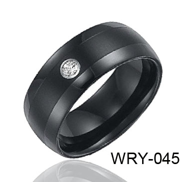 Black Plated and CZ Tungsten Ring WRY-045