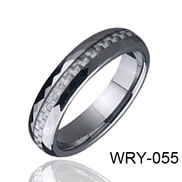 Facet and Inlay Carbon Fiber Tungsten Ring WRY-055