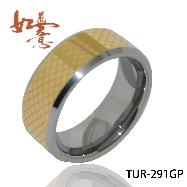 Engraving Gold tungsten ring TUR-291GP