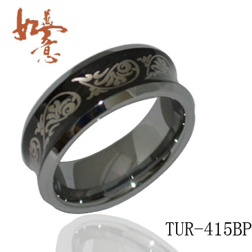 Concave Black Tungsten Ring TUR-415BP