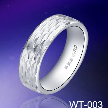 Shinny Carved White Tungsten Ring WT-003