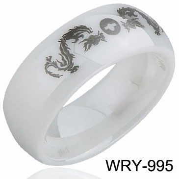 Dragon laser engraving White Ceramic Ring WRY-995