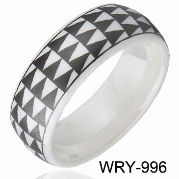 Domed and Laser White Ceramic Ring WRY-996