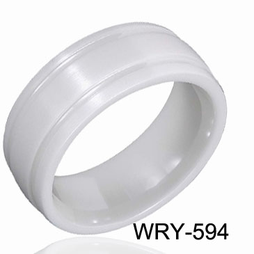Groove White Ceramic Ring 8mm WRY-594