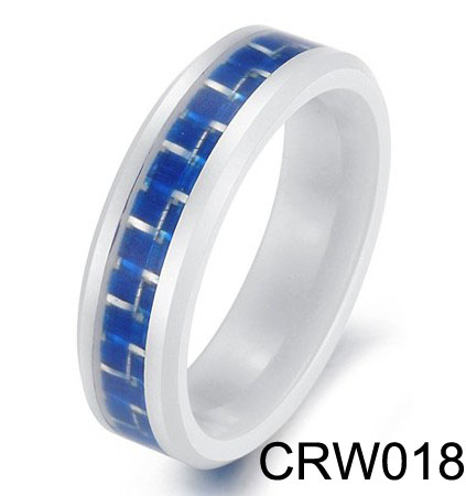 Blue carbon fiber White Ceramic Ring CRW018