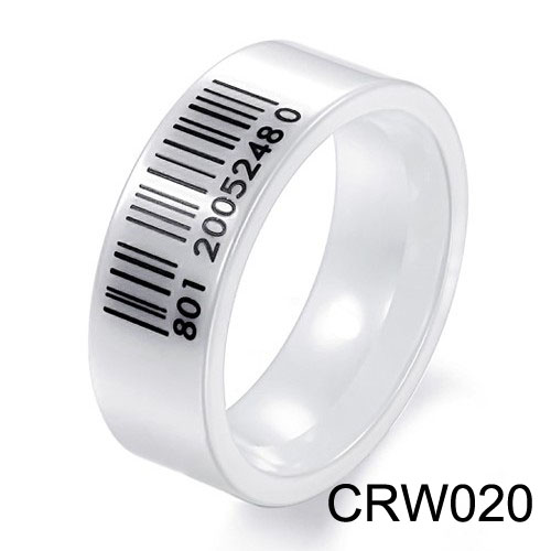 Flat and Laser White Ceramic Ring CRW020