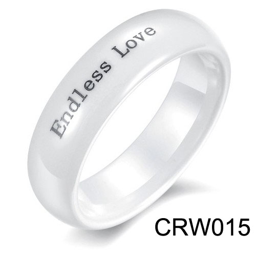 Dome and Laser White Ceramic Ring CRW015