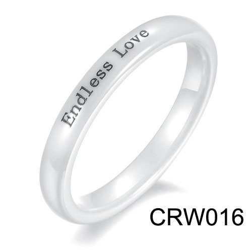 Dome and Laser White Ceramic Ring CRW016
