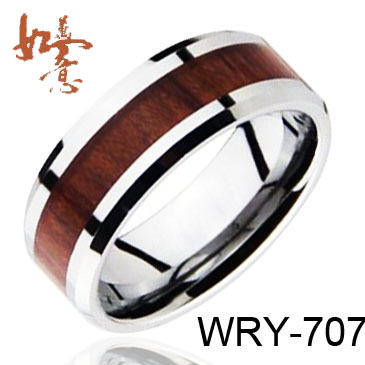 Red Wood inlay Cobalt Chrome  Ring WRY-707