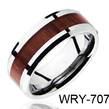 Red Wood Inaly Tungsten Ring WRY-707