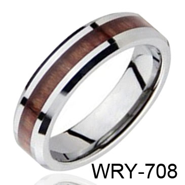 Red Wood Inaly Tungsten Ring WRY-708  6mm