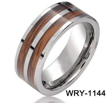 Red Wood Inaly Tungsten Ring WRY-1144