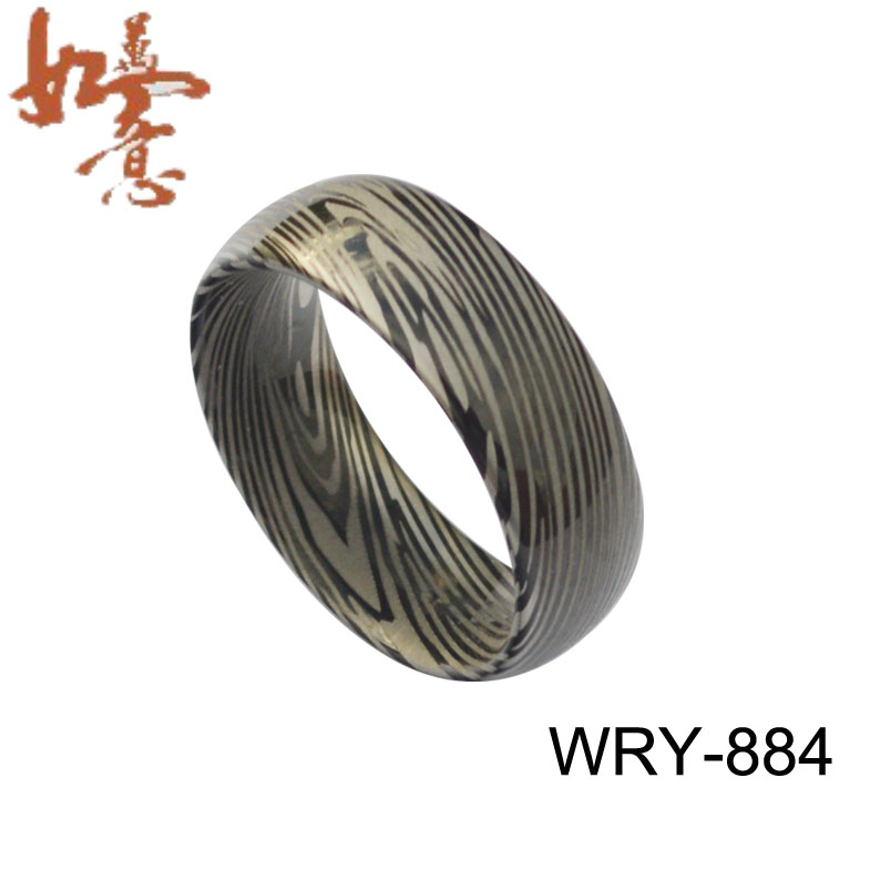 Black Damascus Tungsten Ring WRY-884