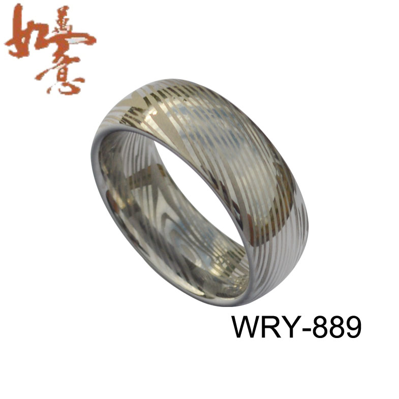 Natural Tungsten Ring in Damascus style WRY-889