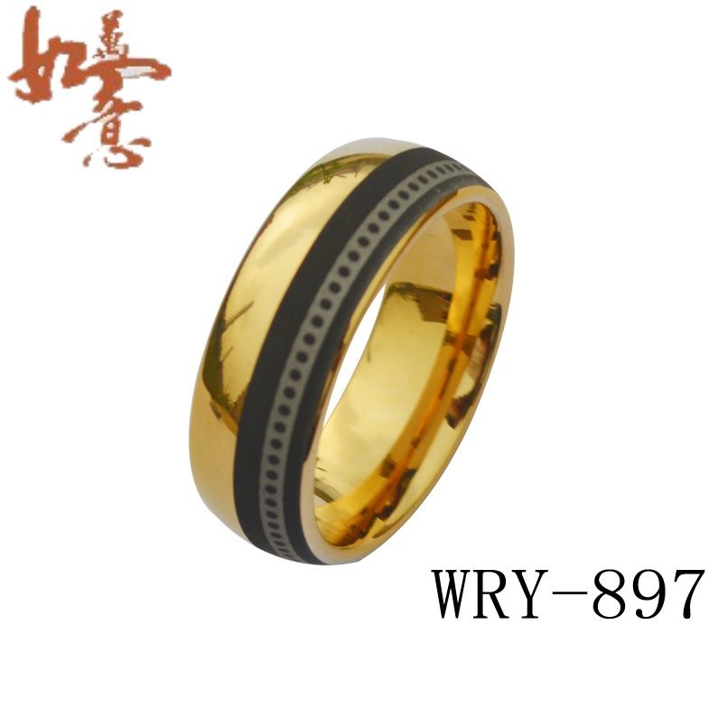 Black Laser Gold Tungsten Ring WRY-897