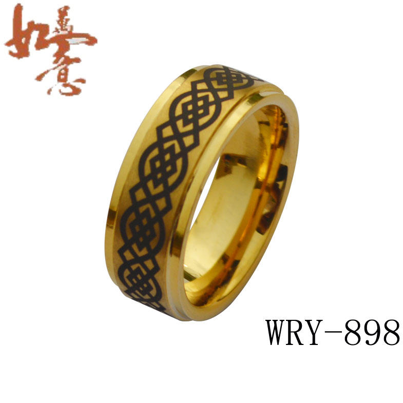 Black Laser Celtic Gold Tungsten Ring WRY-898