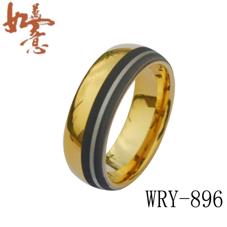 Black laser Gold Tungsten Ring WRY-896