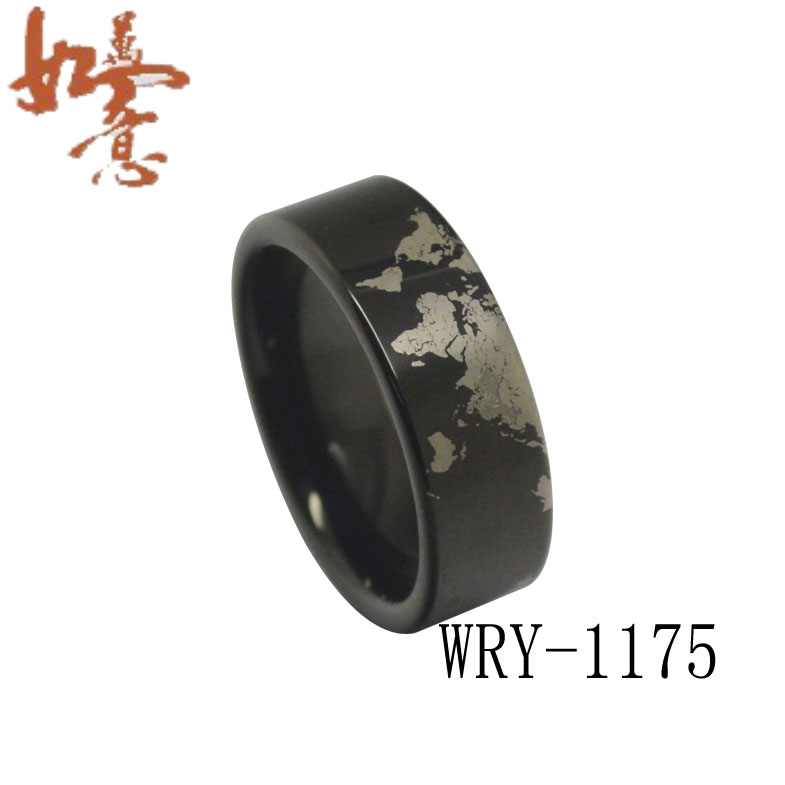 Wold Map tungsten carbide ring WRY-1175