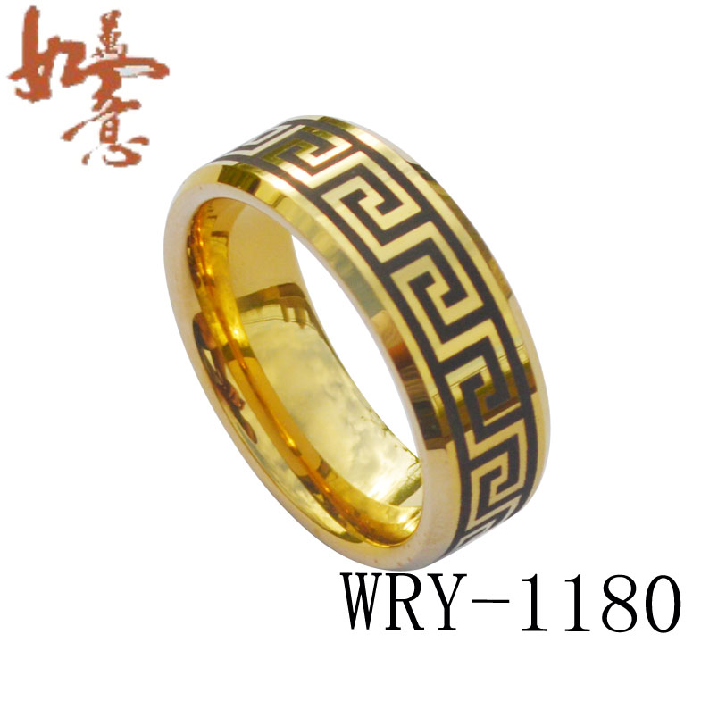 Gold Laser engraving Tungsten Ring WRY-1180