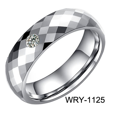 Shinny Facet CZ Tungsten Wedding Ring WRY-1125