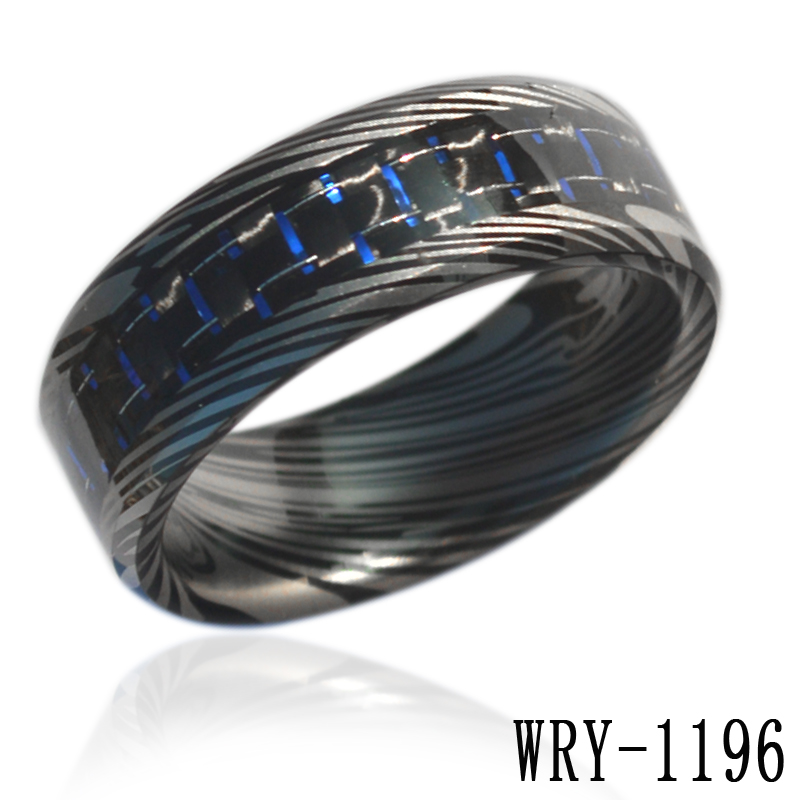 WRY-1196 Carbon Fiber Damascus Tungsten Band