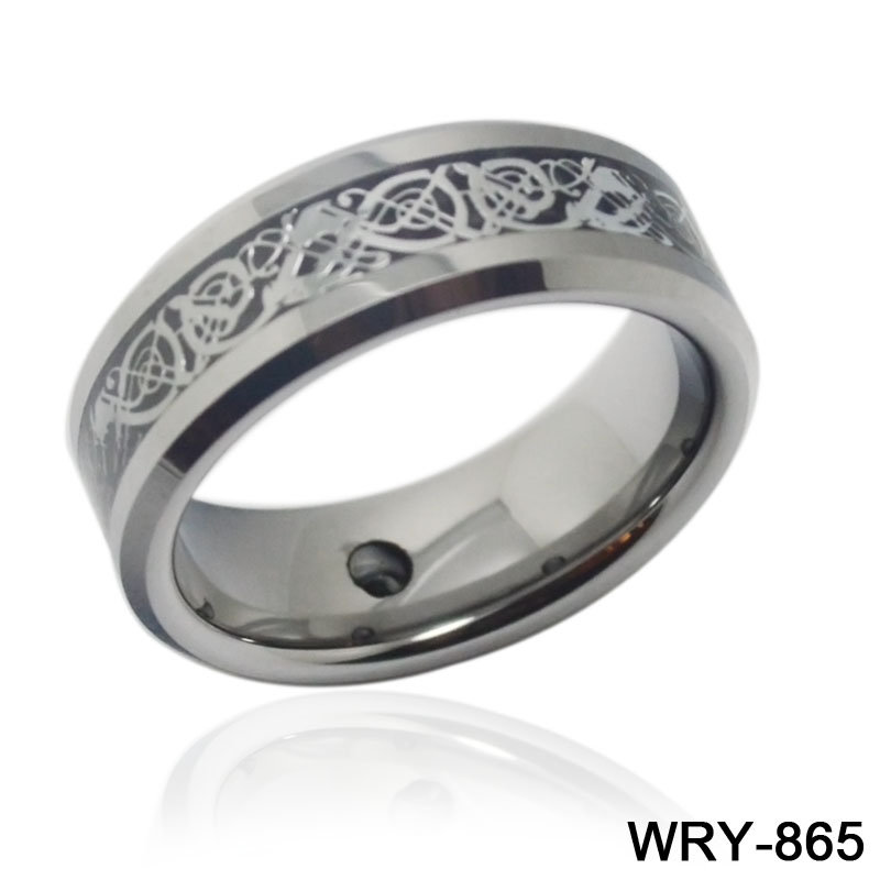 Magnet and Dragon Inlay Tungsten Ring