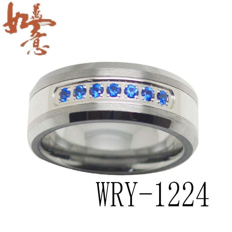 7 blue stones inlay Tungsten Carbide Ring WRY-1224