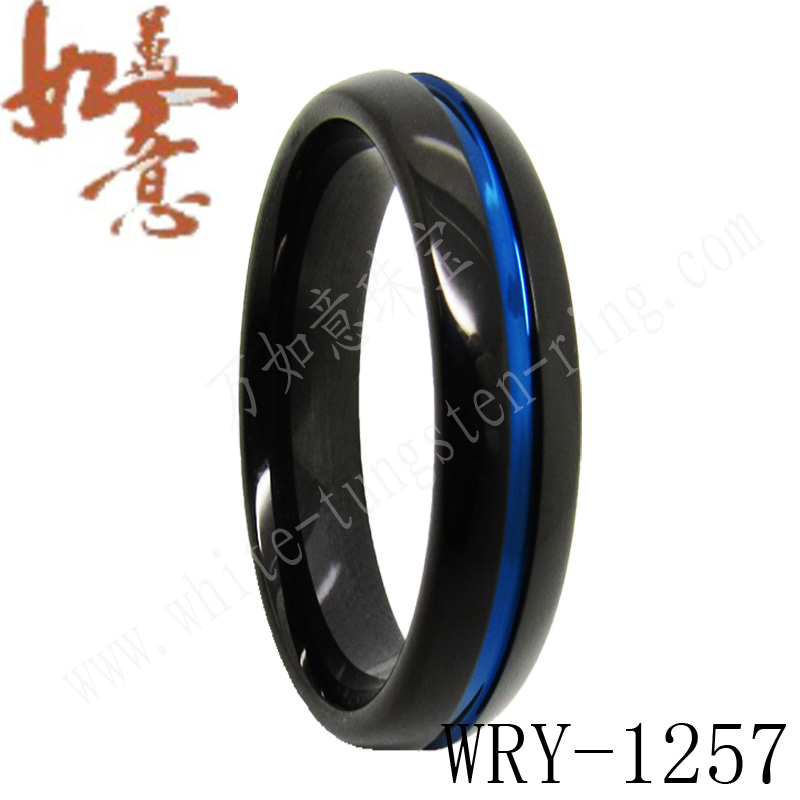 Black and blue Tungsten Ring 5mm