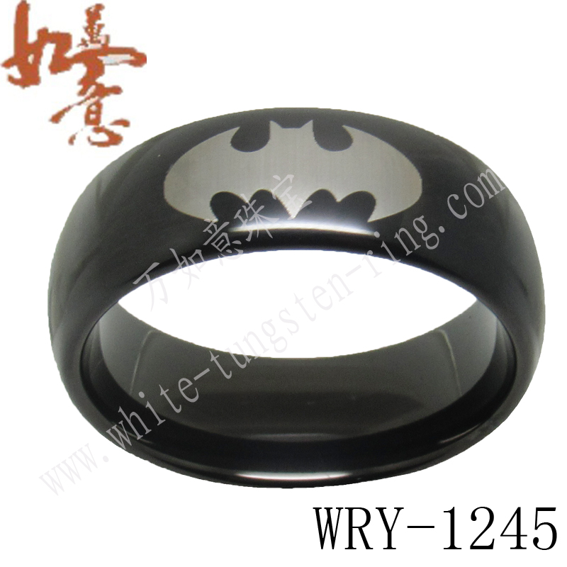 Bat Engraving Black Tungsten Ring WRY-1245
