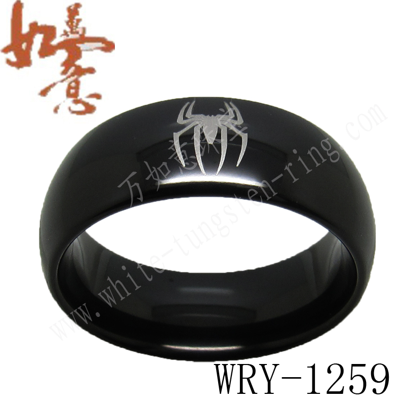 Bat Engraving Black Tungsten Ring WRY-1259