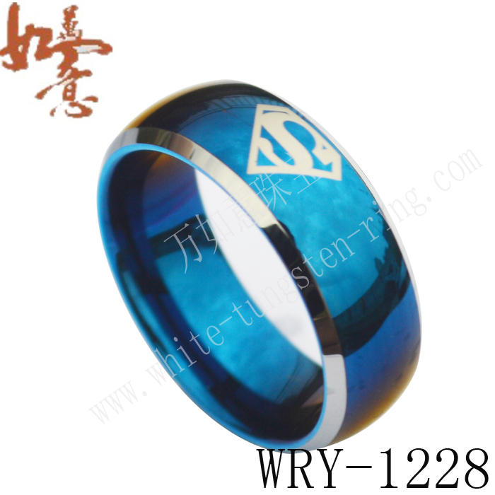 Superman Blue Tungsten Carbide Ring WRY-1228