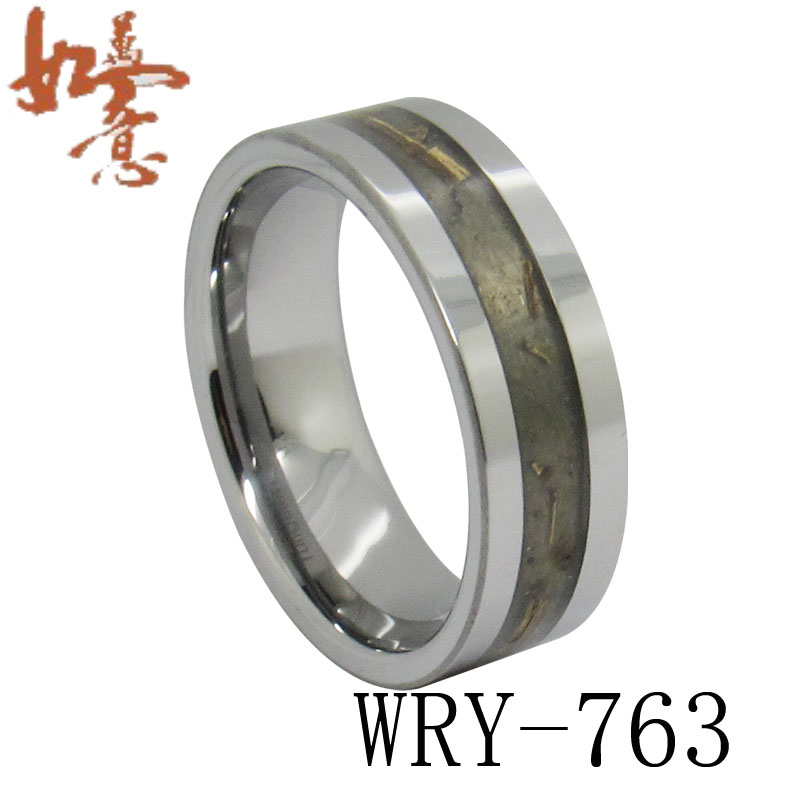 Amber Inlay Tungsten Ring  WRY-763