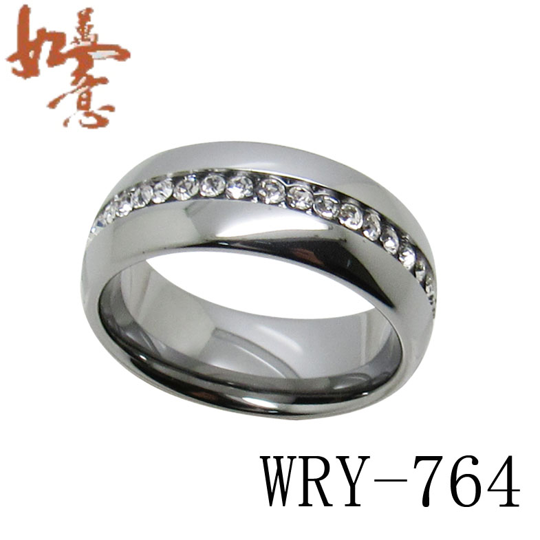 Rhinestones Inlay Tungsten Ring WRY-764